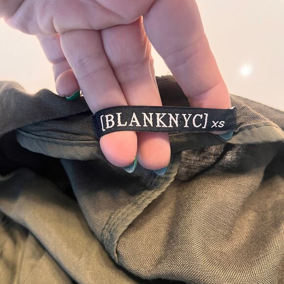 BlankNYC Olive Green Linen Blend Drape Front Light Jacket Size XS - Picture 4 of 8